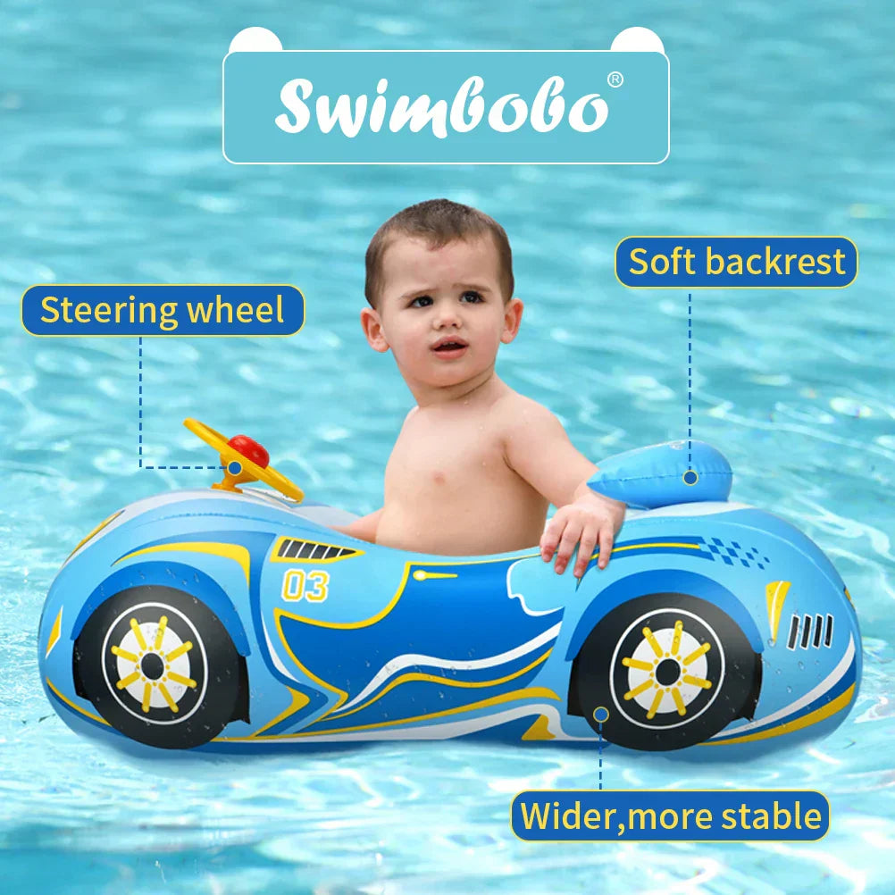 Inflatable Baby Swim Ring with Canopy – UPF 50+ Sun Protection, Safe & Stable Baby Float for Pool & Bath