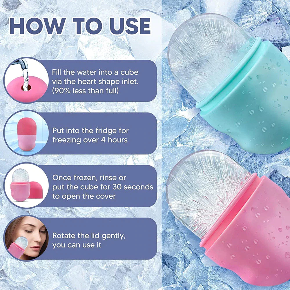 Ice Roller for Face Eyes and Neck Ice Cube Mold Skin Care Gua Sha Beauty Tool for Depuffing, Brightening and Facial Treatment