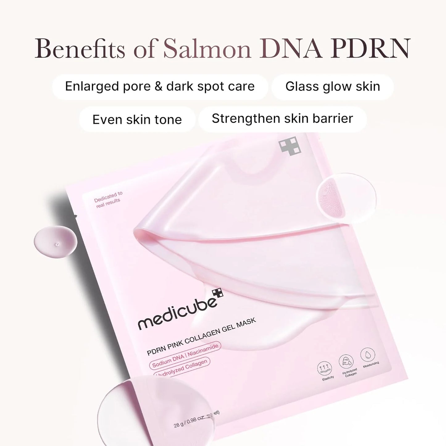 Medicube Salmon DNA PDRN Pink Collagen Gel Mask (4 Pack) – Hydrating Korean Sheet Mask for Firm, Glowing Skin