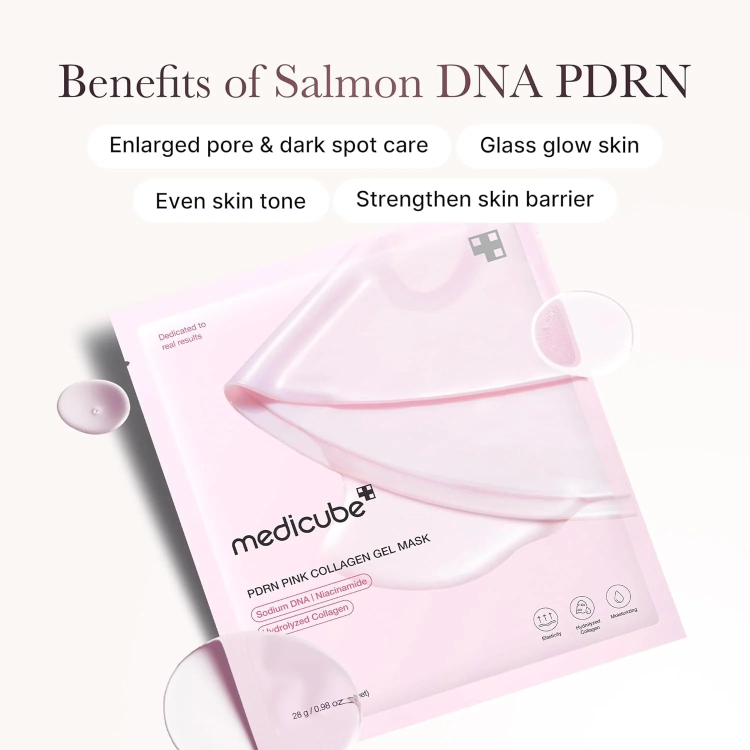 Medicube Salmon DNA PDRN Pink Collagen Gel Mask (4 Pack) – Hydrating Korean Sheet Mask for Firm, Glowing Skin