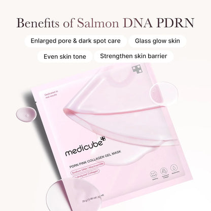 Medicube Salmon DNA PDRN Pink Collagen Gel Mask (4 Pack) – Hydrating Korean Sheet Mask for Firm, Glowing Skin