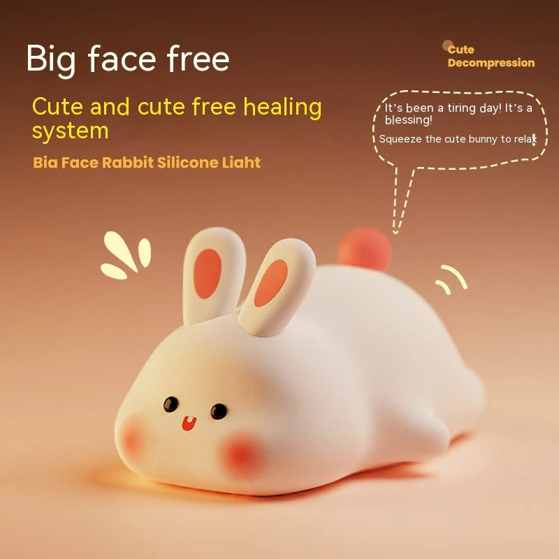 🐰✨ Adorable Rabbit Night Light 🌙 Soft LED glow, touch sensor, & a big cute face! Perfect bedside buddy for kids 🐾💤