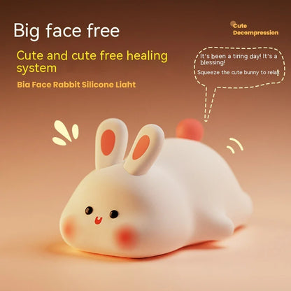 🐰✨ Adorable Rabbit Night Light 🌙 Soft LED glow, touch sensor, & a big cute face! Perfect bedside buddy for kids 🐾💤