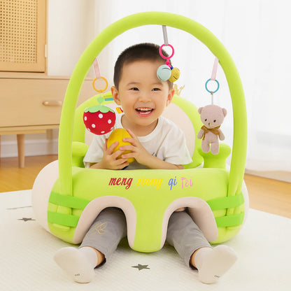 Baby Support Seat with Toy Arch – Soft Infant Floor Seat with Safety Harness for Sitting Support, Play & Development (3–12 Months)