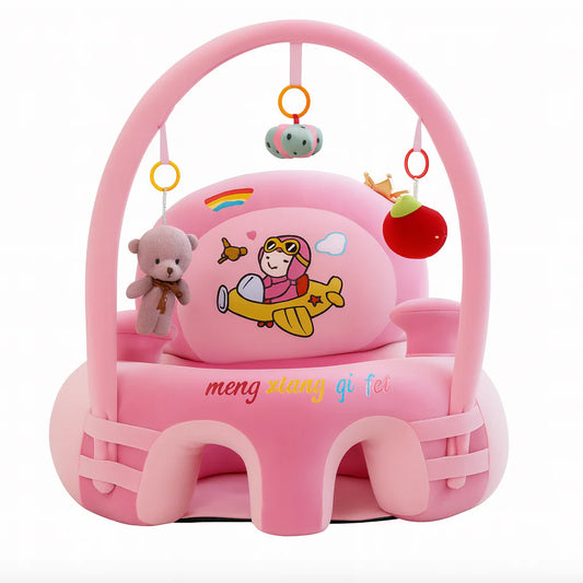 Baby Support Seat with Toy Arch – Soft Infant Floor Seat with Safety Harness for Sitting Support, Play & Development (3–12 Months)