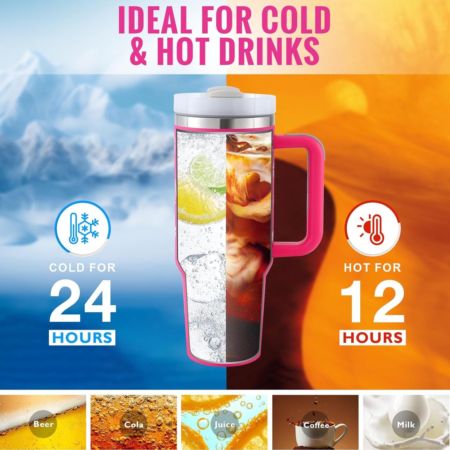 Stainless Steel Spill-Proof Vacuum Insulated Coffee Tumbler with Lid – 40 oz Travel Mug for Car, Gym, Office