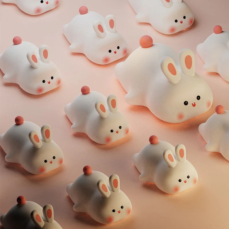 🐰✨ Adorable Rabbit Night Light 🌙 Soft LED glow, touch sensor, & a big cute face! Perfect bedside buddy for kids 🐾💤