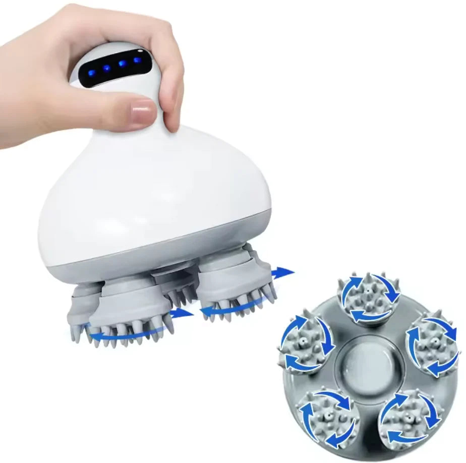 Electric Scalp Massager Cordless – 2-Speed Handheld Head Massager with 96 Silicone Nodes for Deep Relaxation, Stress Relief & Scalp Stimulation