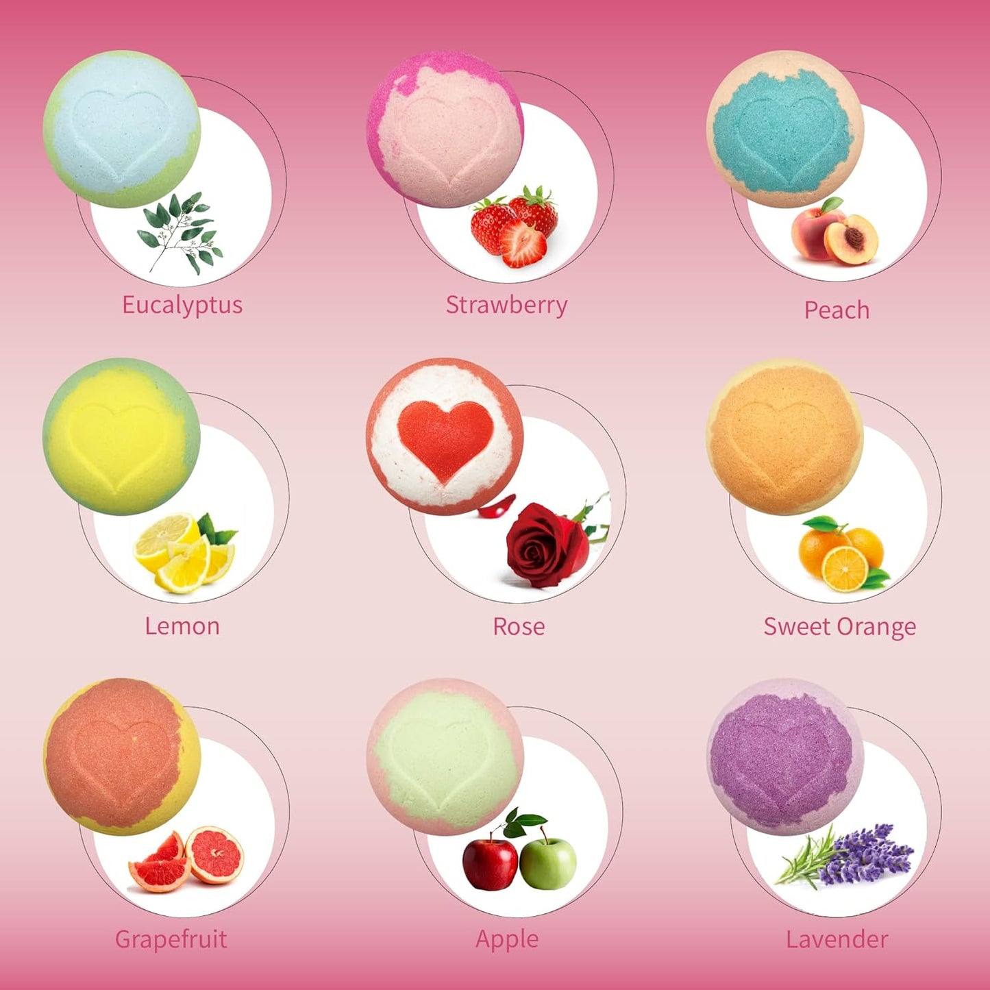 Bath Bombs for Kids with Toys Inside, 9 Pcs Heart Imprint Bath Bomb for Women Toddler Girls, Kids Bath Bombs with Friendship Bracelets Inside, Christmas Birthday Gifts for Women Kid Stocking Stuffers