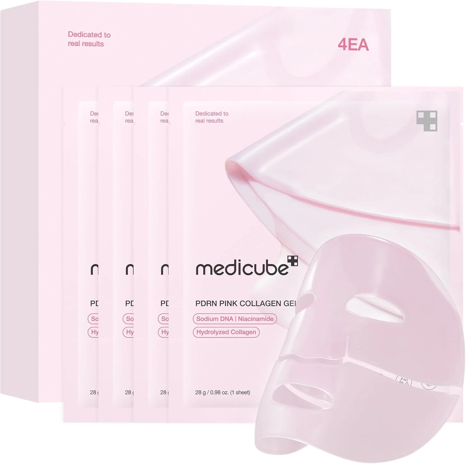 Medicube Salmon DNA PDRN Pink Collagen Gel Mask (4 Pack) – Hydrating Korean Sheet Mask for Firm, Glowing Skin