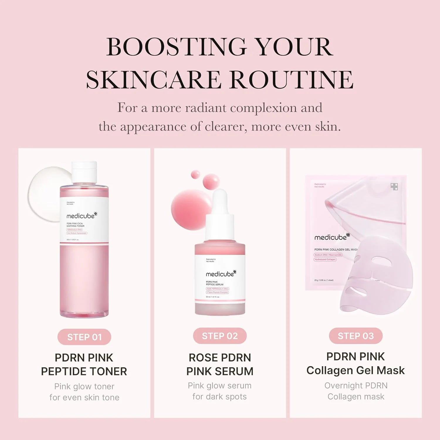 Medicube PDRN Pink Glutathione Cica Soothing Toner (250ml) – Hydrating & Brightening Korean Toner for Calm, Glowing Skin