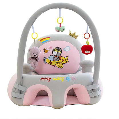 Baby Support Seat with Toy Arch – Soft Infant Floor Seat with Safety Harness for Sitting Support, Play & Development (3–12 Months)