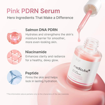 Medicube PDRN Pink Peptide Serum 30ml – Hydrating & Skin Barrier Care Facial Serum