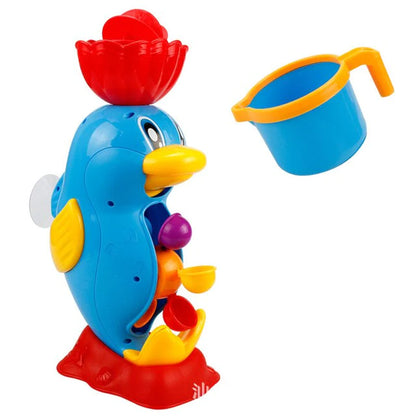Cute Baby Bath Toys Set – Yellow Duck Waterwheel & Elephant Faucet Spray Toy for Kids Shower & Bath Time Play