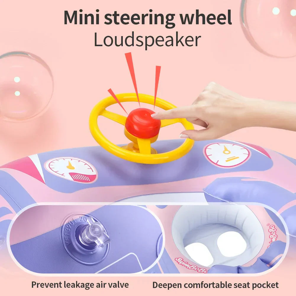 Inflatable Baby Swim Ring with Canopy – UPF 50+ Sun Protection, Safe & Stable Baby Float for Pool & Bath