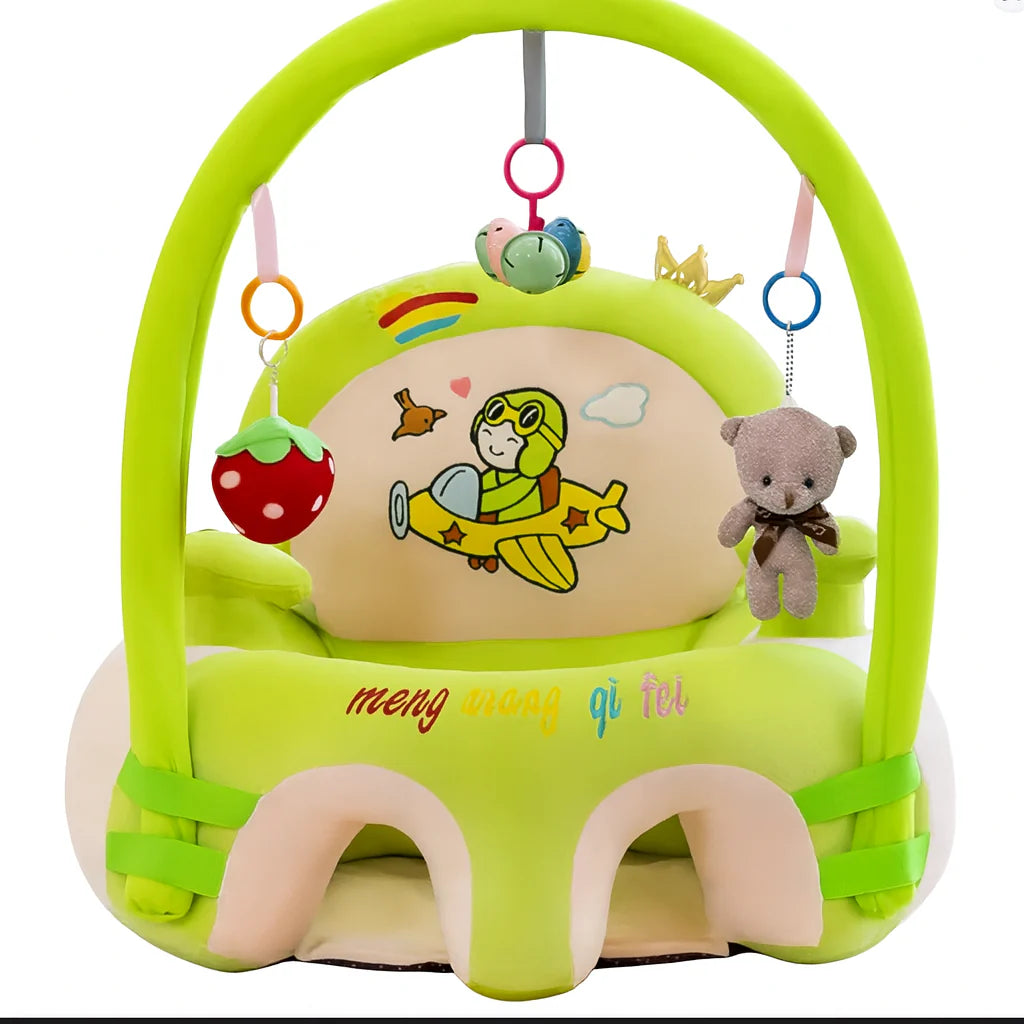 Baby Support Seat with Toy Arch – Soft Infant Floor Seat with Safety Harness for Sitting Support, Play & Development (3–12 Months)