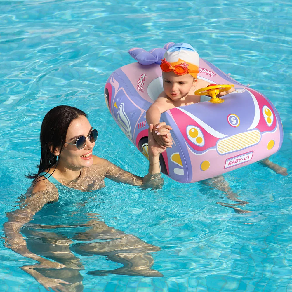 Inflatable Baby Swim Ring with Canopy – UPF 50+ Sun Protection, Safe & Stable Baby Float for Pool & Bath