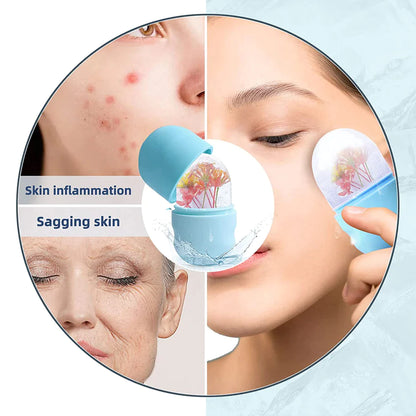 Ice Roller for Face Eyes and Neck Ice Cube Mold Skin Care Gua Sha Beauty Tool for Depuffing, Brightening and Facial Treatment