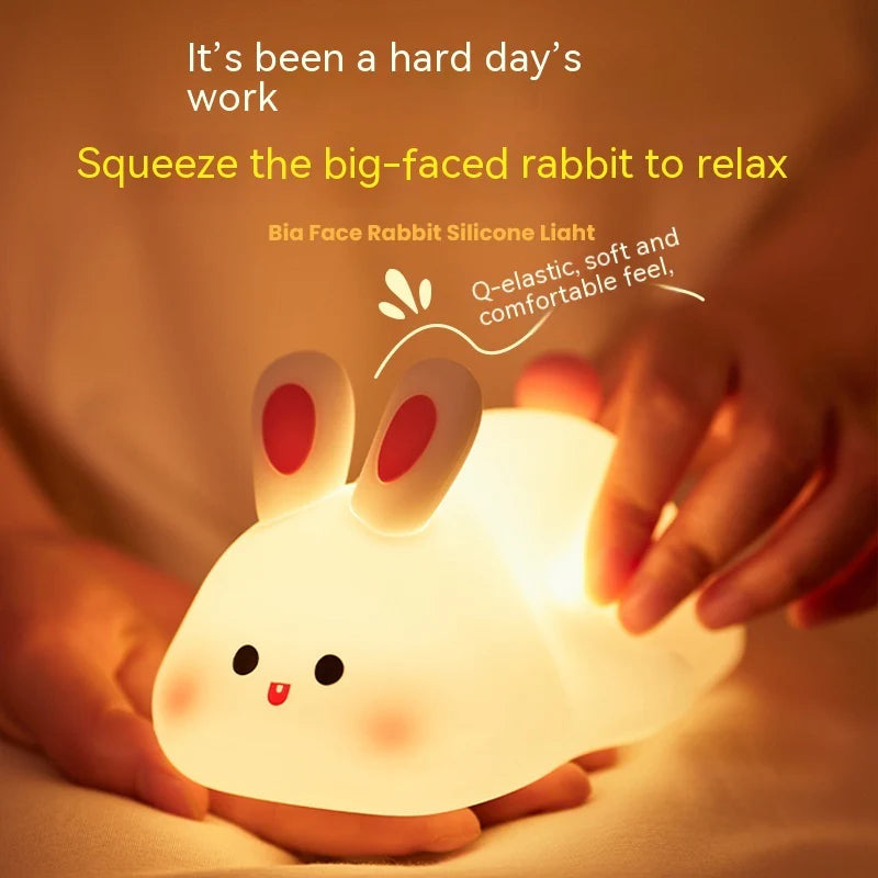 🐰✨ Adorable Rabbit Night Light 🌙 Soft LED glow, touch sensor, & a big cute face! Perfect bedside buddy for kids 🐾💤