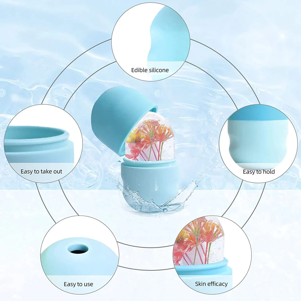 Ice Roller for Face Eyes and Neck Ice Cube Mold Skin Care Gua Sha Beauty Tool for Depuffing, Brightening and Facial Treatment
