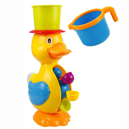 Cute Baby Bath Toys Set – Yellow Duck Waterwheel & Elephant Faucet Spray Toy for Kids Shower & Bath Time Play