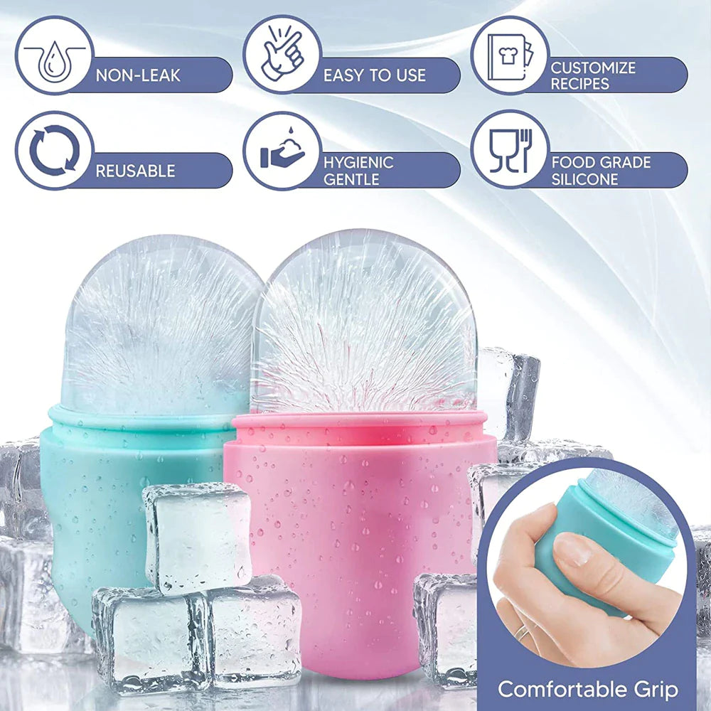 Ice Roller for Face Eyes and Neck Ice Cube Mold Skin Care Gua Sha Beauty Tool for Depuffing, Brightening and Facial Treatment