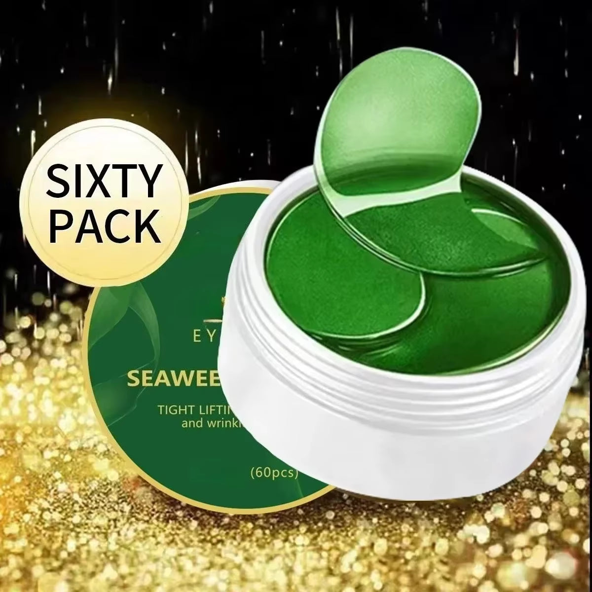 60Pcs Seaweed Hyaluronic Acid Eye Mask Collagen Eye Patch for Dark Circles Puffy Eyes Anti Wrinkle Eye Care Treatment