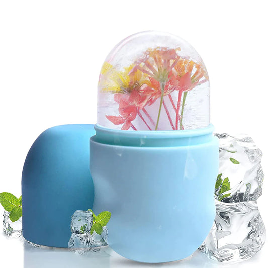 Ice Roller for Face Eyes and Neck Ice Cube Mold Skin Care Gua Sha Beauty Tool for Depuffing, Brightening and Facial Treatment