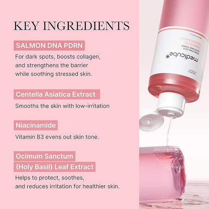 Medicube PDRN Pink Glutathione Cica Soothing Toner (250ml) – Hydrating & Brightening Korean Toner for Calm, Glowing Skin