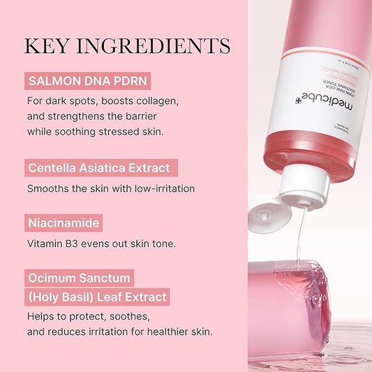 Medicube PDRN Pink Glutathione Cica Soothing Toner (250ml) – Hydrating & Brightening Korean Toner for Calm, Glowing Skin